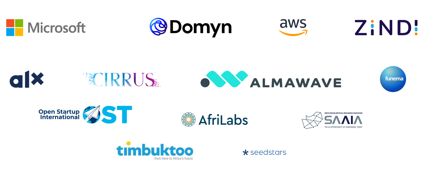 AskHub Collaborators including Microsoft, Domyn, AWS, ZiND!, alx, CIRRUS, ALMAWAVE, funema, Open Startup International, ST, AfriLabs, SAAIA, timbuktoo, and seedstars